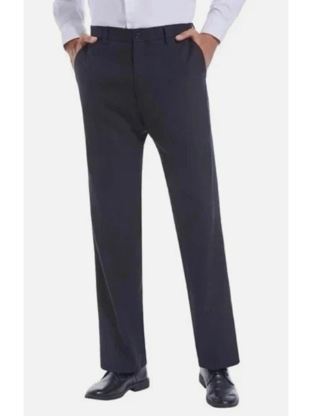 Duchamp Men's 30x30 Slim Fit Black Stretch Waistband Dress Pants F1025